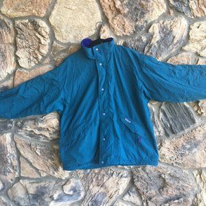 🔥🔥 Vintage Patagonia fleece lined jacket, Aqua blue, Super warm, Nylon, USA